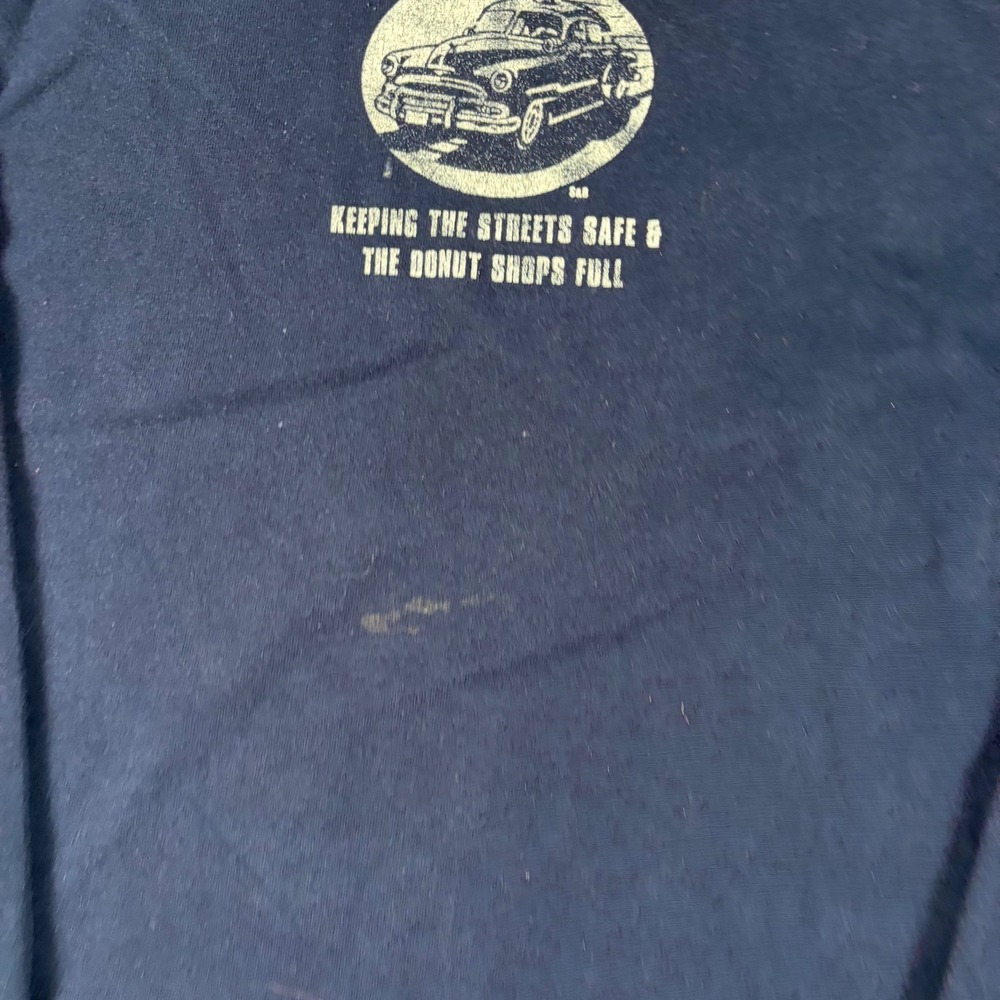 Y2K Rent-A-Cops Long Sleeve Shirt Mens Large Navy Blue Keystone Graphic Humor - Picture 5 of 8